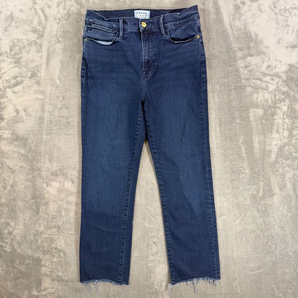 Frame Le High Straight Jeans Women's Size 30 Dark Blue Denim Pants